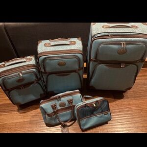 Reba Blue and Brown Travel Bag Set